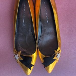 Gold metallic Marc Jacobs flats with stars